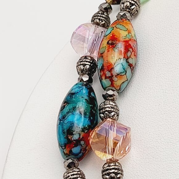 Artisan Multicolored Art Bead Crystal 40 Inch Beaded Necklace, No Clasp - Picture 8 of 15